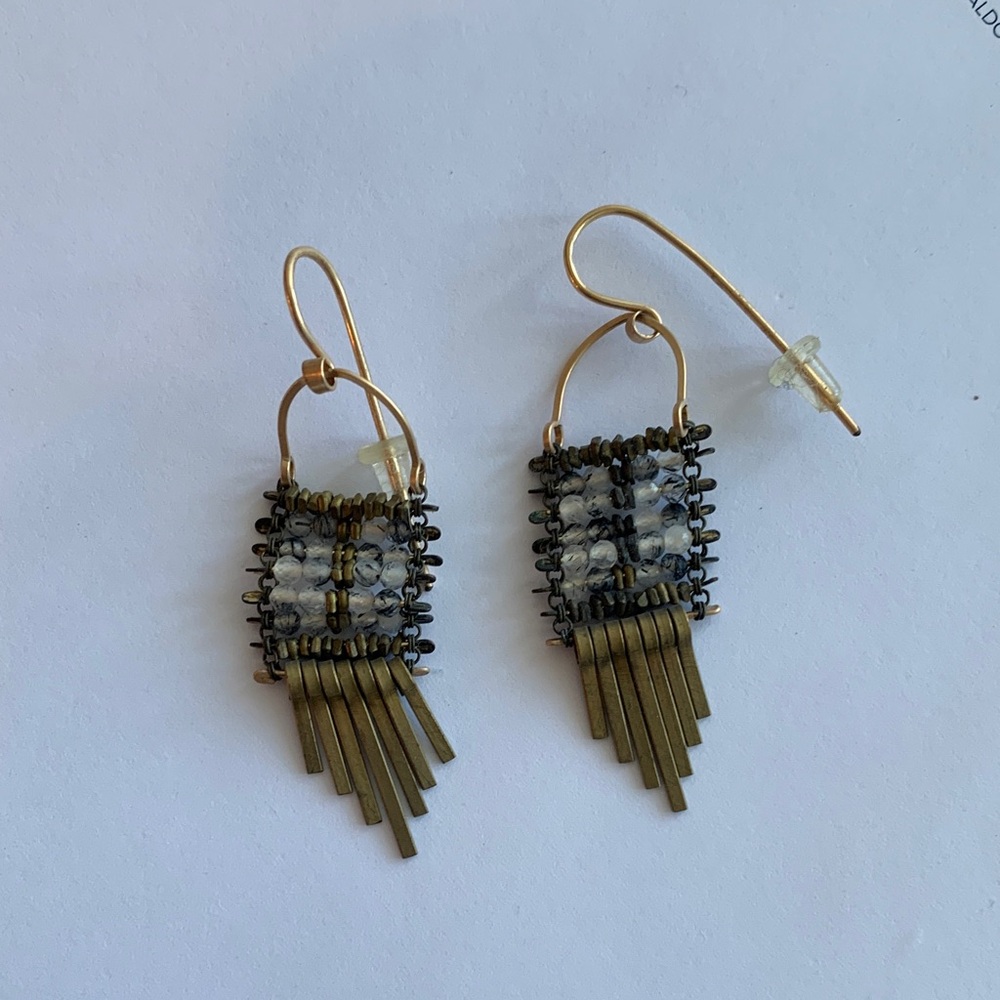 Elegant Gold and Black Beaded Earrings